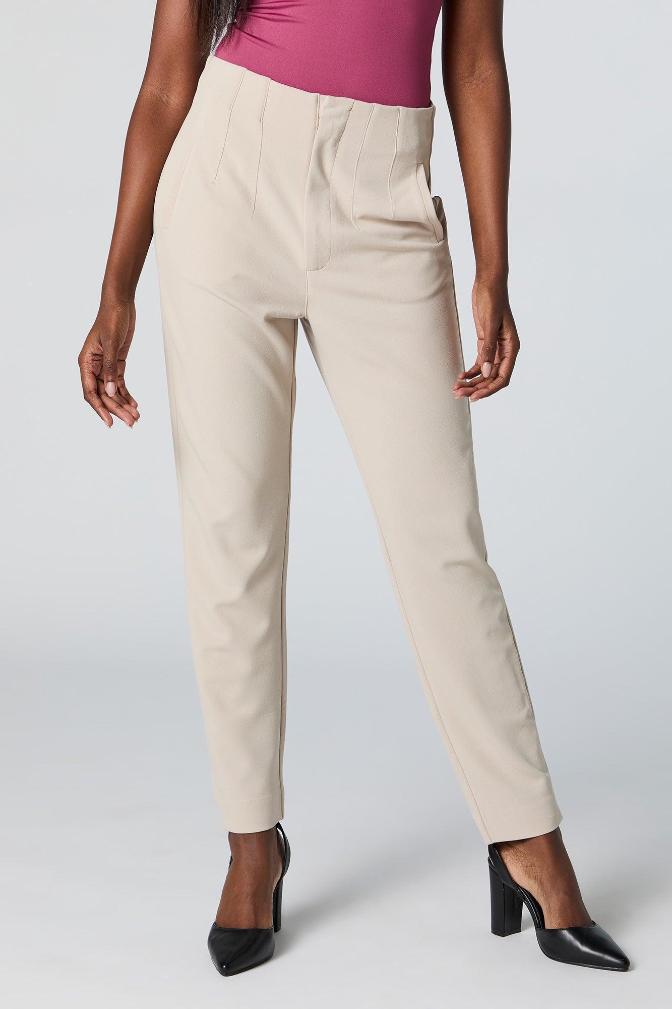 Crepe Pleated Slim Dress Pant Female Product Image