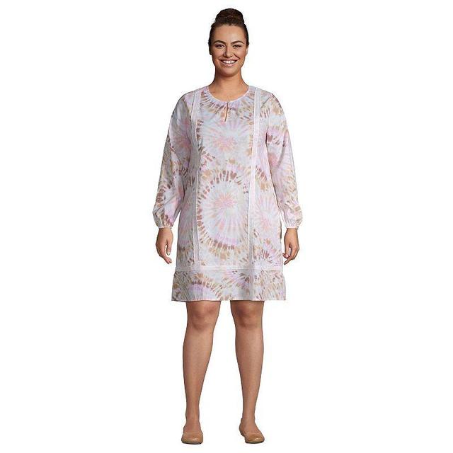 Plus Size Lands End Poplin Splitneck Shift Dress, Womens Product Image