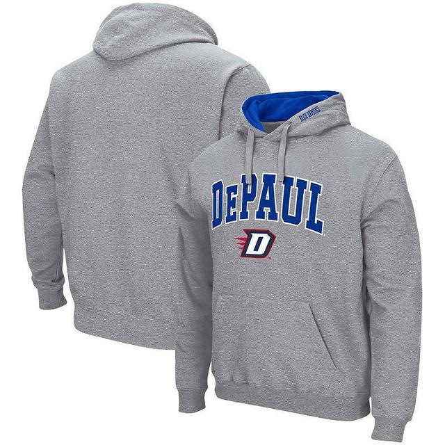 Mens Colosseum Heathered Gray DePaul Blue Demons Arch & Logo 3.0 Pullover Hoodie Product Image