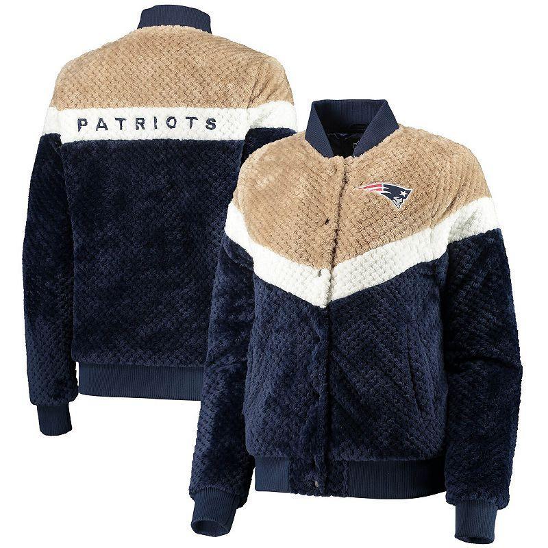 Womens G-III 4Her by Carl Banks /Cream New England Patriots Riot Squad Sherpa Full-Snap Jacket Blue Product Image