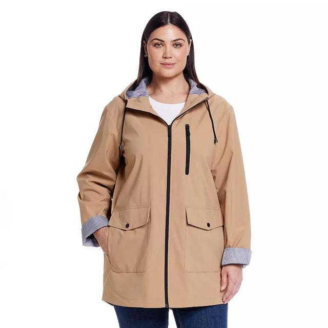 Plus Size Weathercast Lightweight Hooded Rain Slicker Coat, Womens Product Image