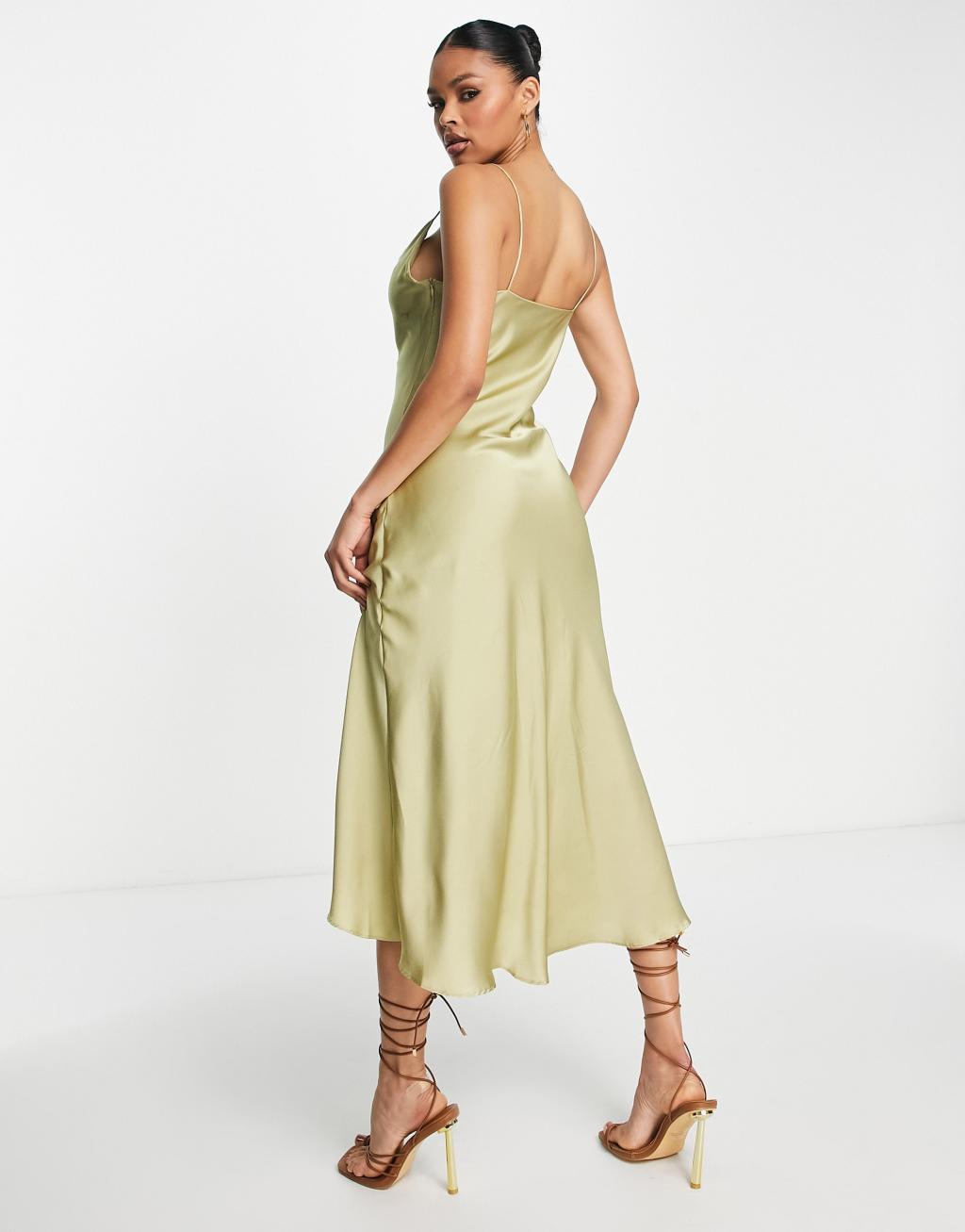 Trendyol midi cami dress in sage satin Product Image