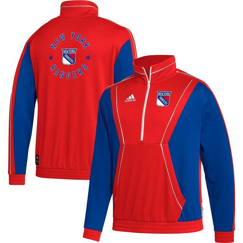 Mens adidas Red New York Rangers Team Classics Half-Zip Jacket Product Image