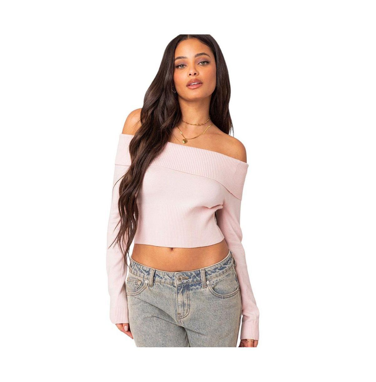 Womens Minnie cropped fold over knit top Product Image