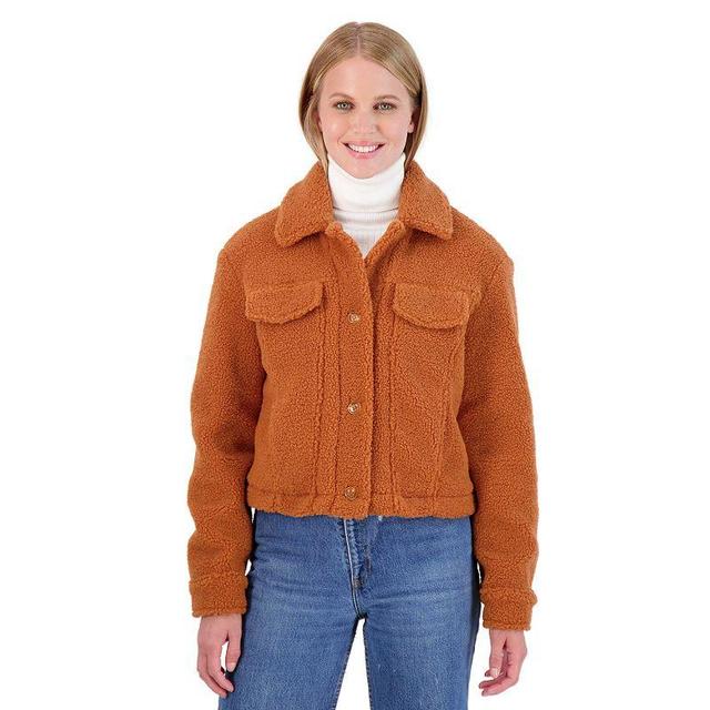 Juniors Sebby Teddy Sherpa Crop Jacket, Womens Product Image