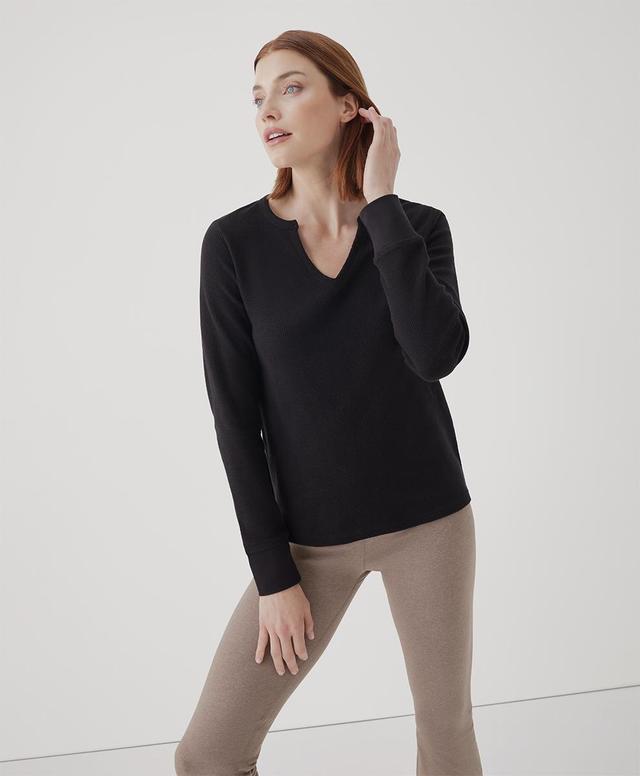 Womens Thermal Waffle Henley XS Product Image