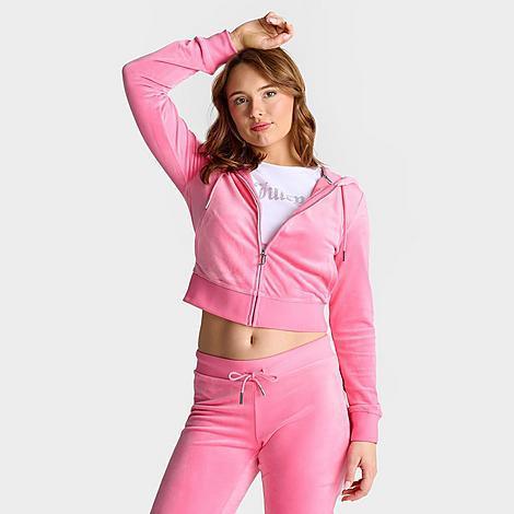 Womens Juicy Couture OG Big Bling Velour Zip-Up Hoodie Product Image