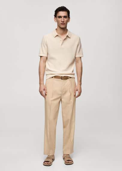 Mango Mens Cotton Micro-Structure Polo Shirt Product Image