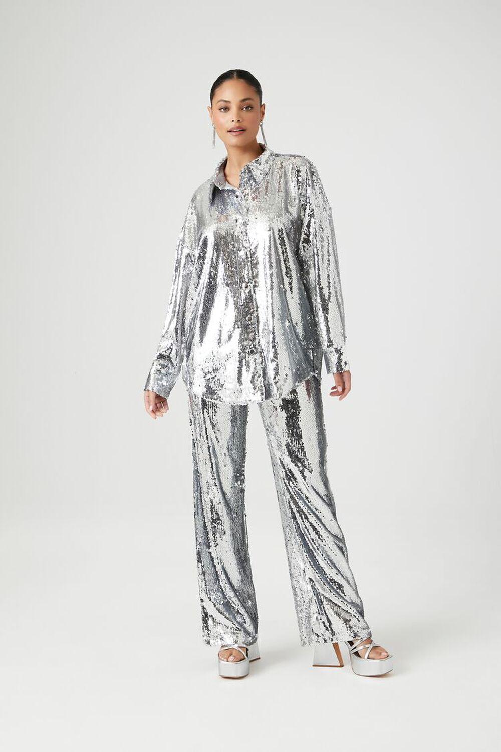 Metallic Sequin Shirt & Pants Set | Forever 21 Product Image