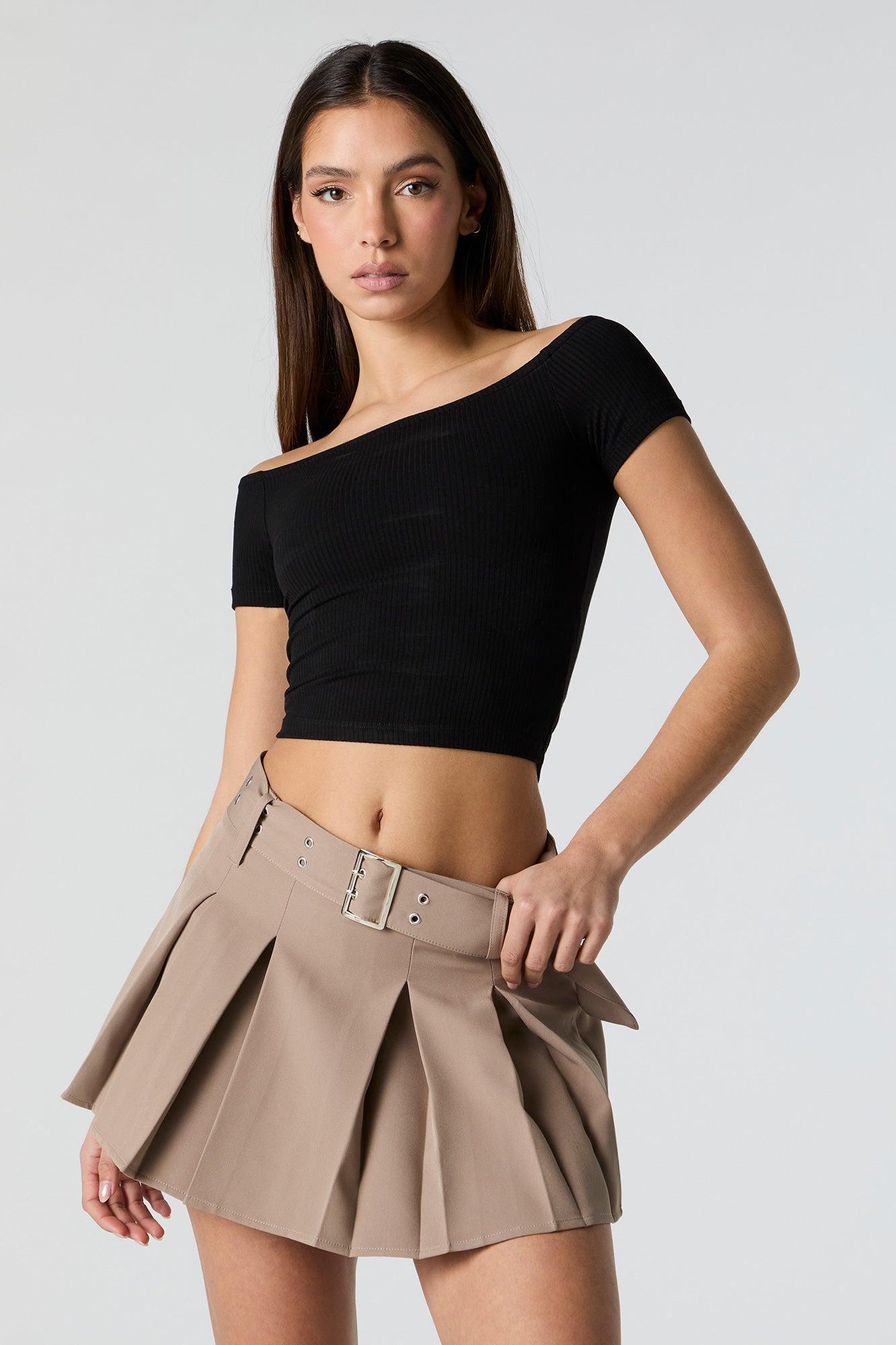 Pleated Belted Mini Skort Female product image