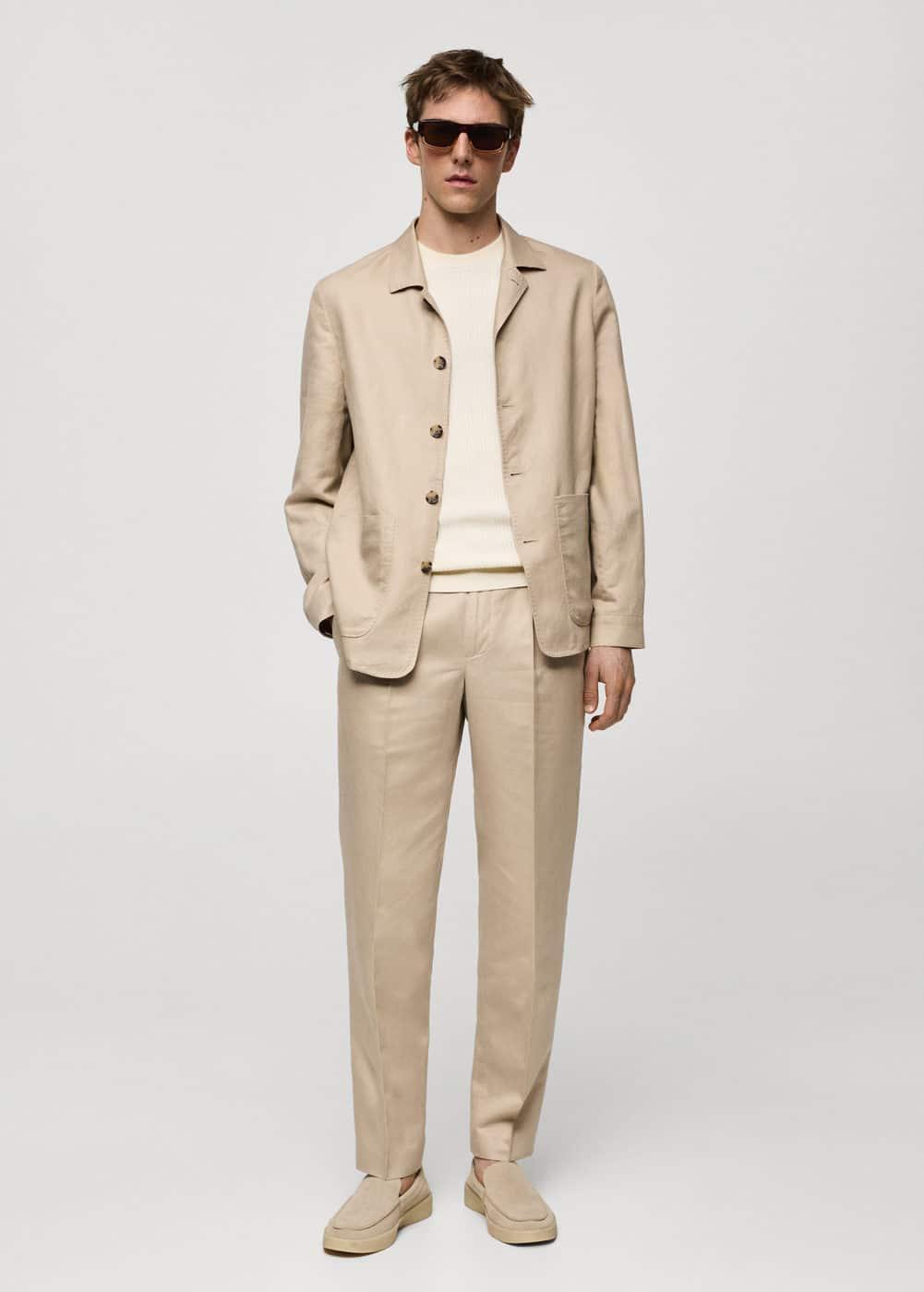 MANGO MAN - Tencel-linen pleated pants beigeMen Product Image