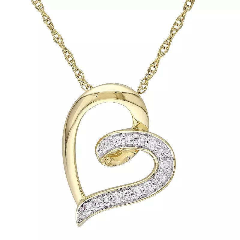 Stella Grace 10k Gold Diamond Accent Open Heart Pendant Necklace, Womens White Product Image