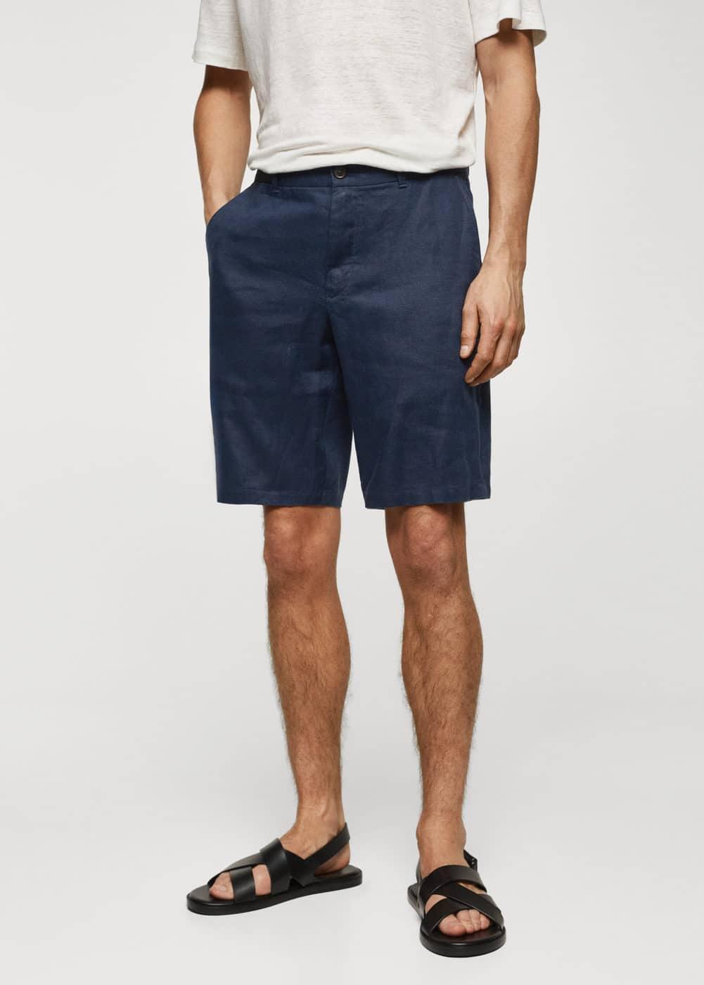 MANGO MAN - 100% linen shorts navyMen Product Image