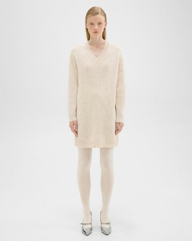 V-Neck Sweater Dress in Donegal Wool-Cashmere Product Image