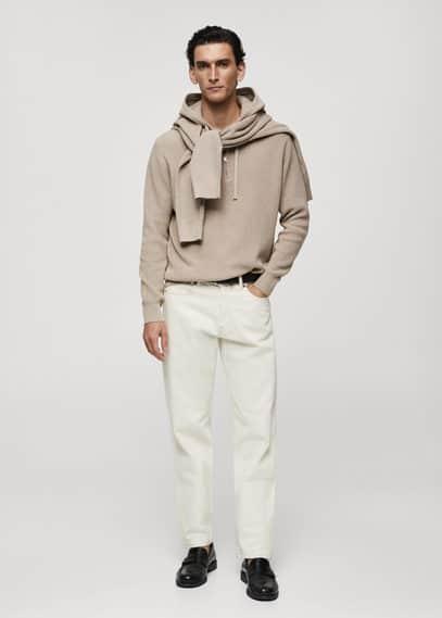 MANGO MAN - Hooded knit sweatshirt light/pastel greyMen Product Image