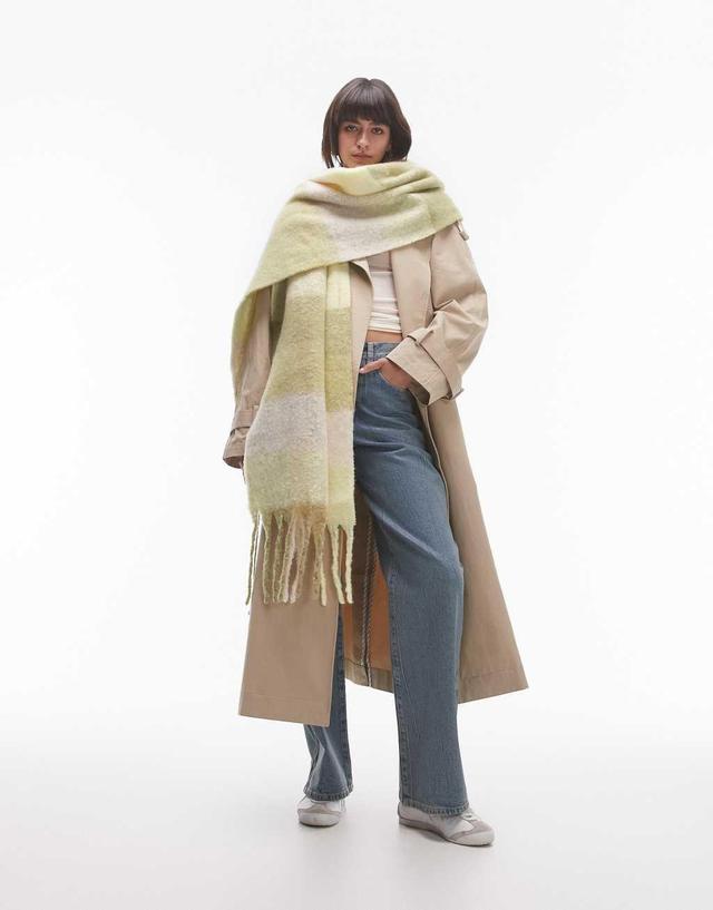 Topshop Sydney plaid blanket scarf in green Product Image