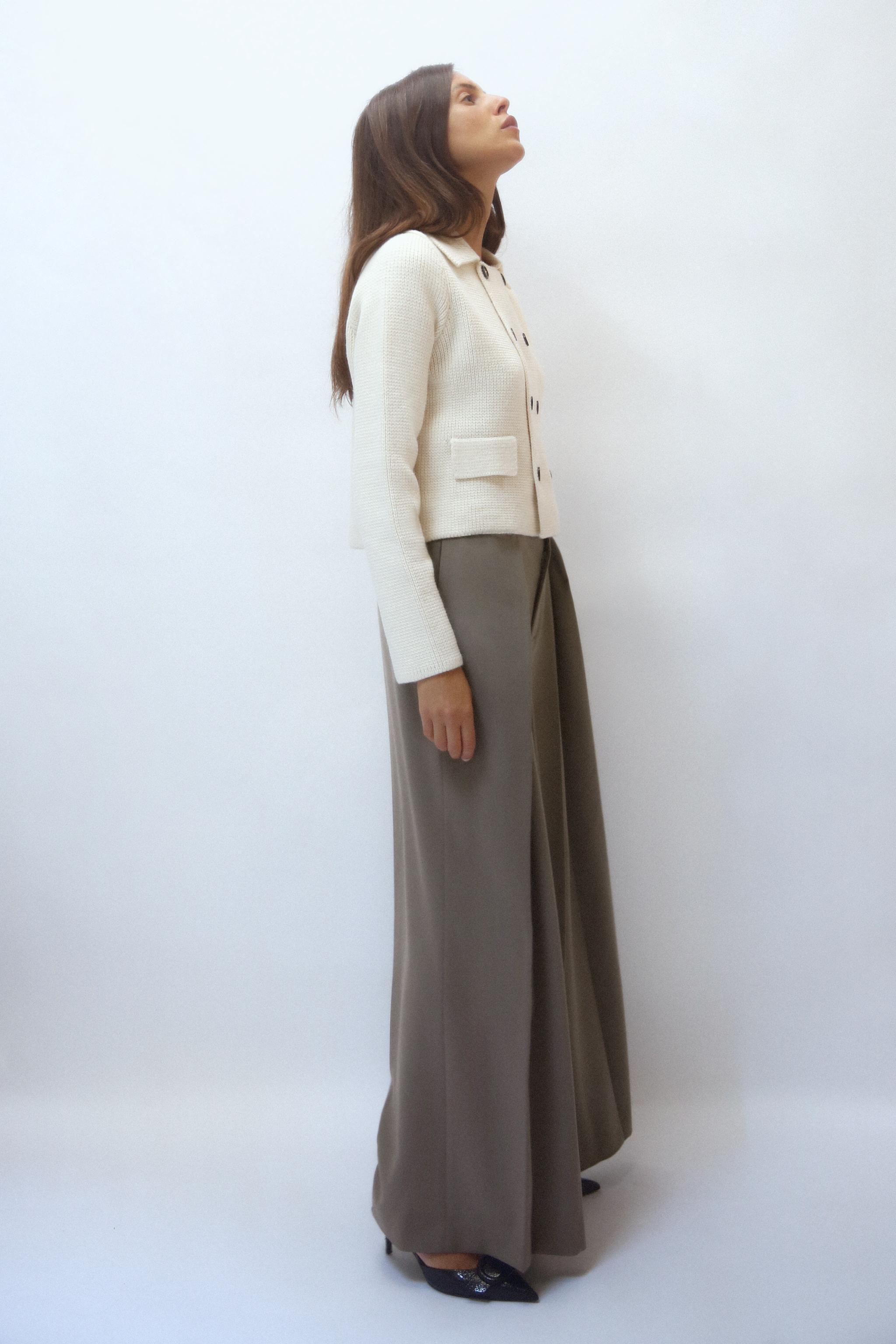 PLEATED WIDE LEG PANTS WITH BELT Product Image