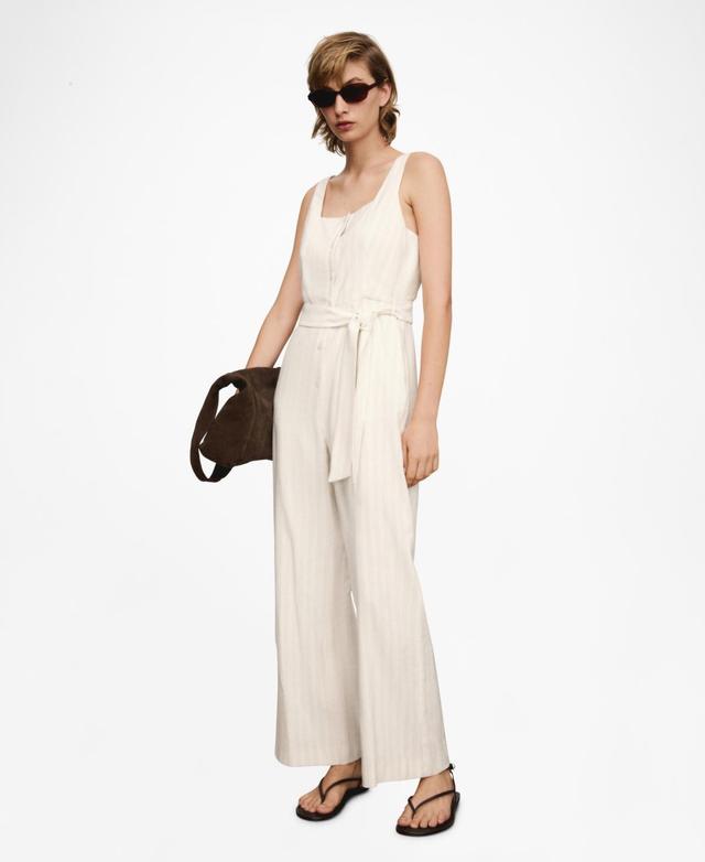 Mango Womens Striped Bow Jumpsuit Product Image