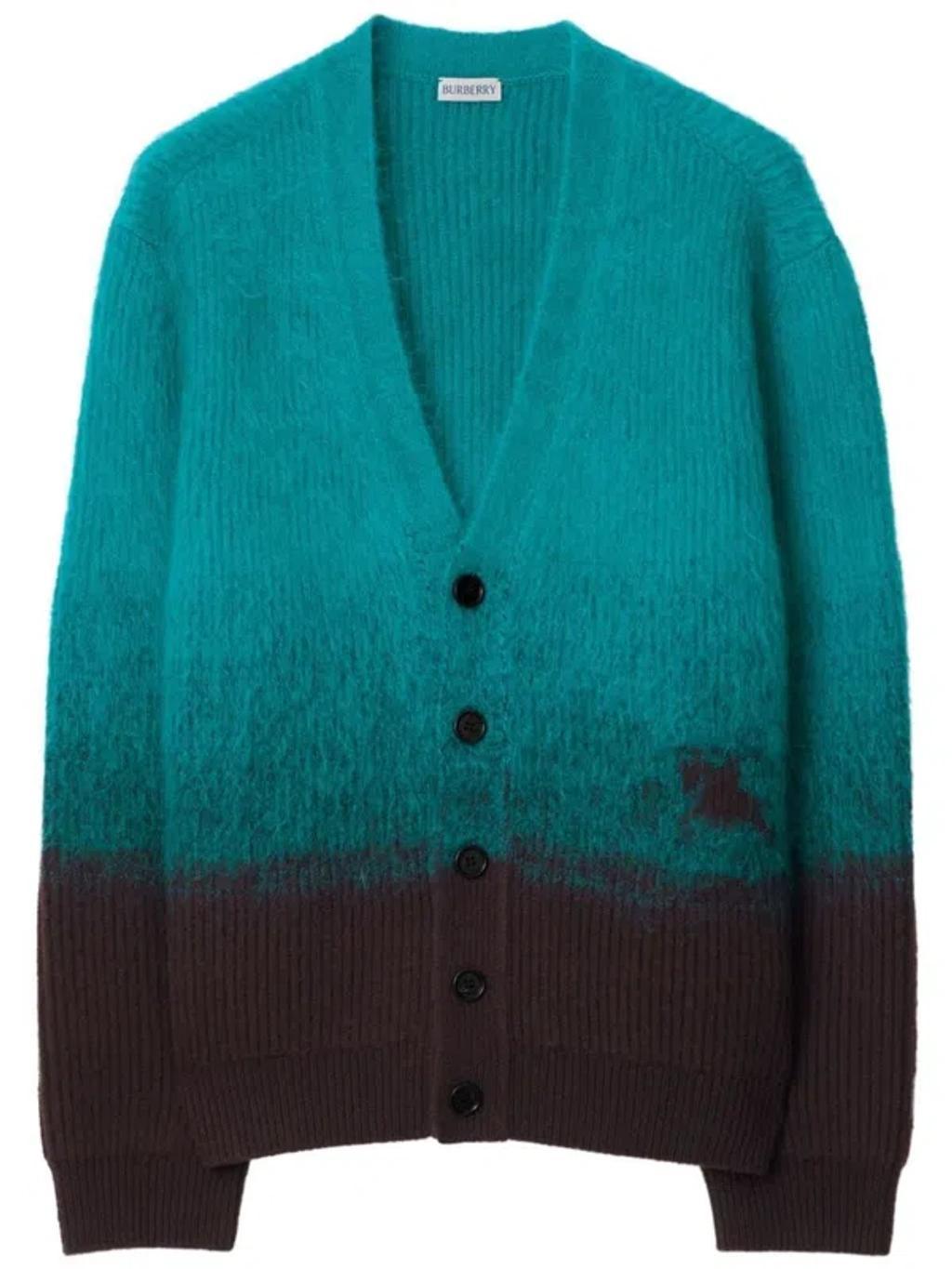 BURBERRY Wool Mohair-blend Cardigan In Blue product image