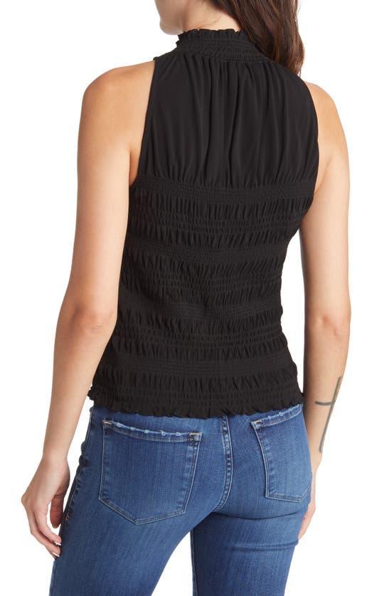 Knit Smocked High-neck Top In Noir Product Image