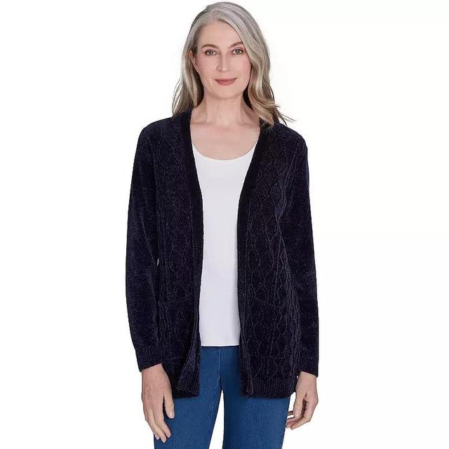 Petite Alfred Dunner Cable Knit Chenille Cardigan Sweater, Womens Product Image