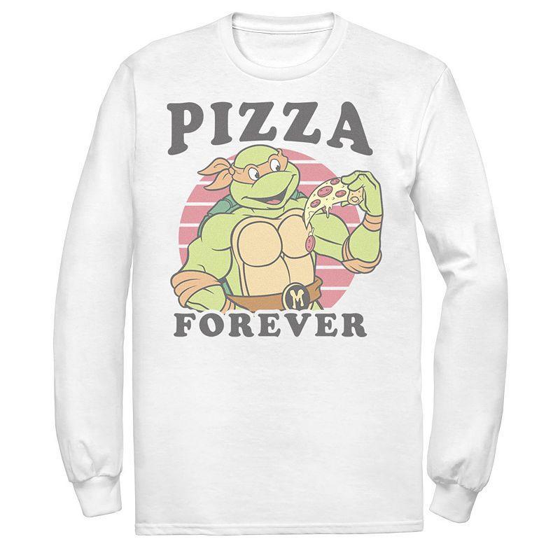 Mens Ninja Turtles Michelangelo Pizza Forever Retro Long Sleeve Tee Product Image