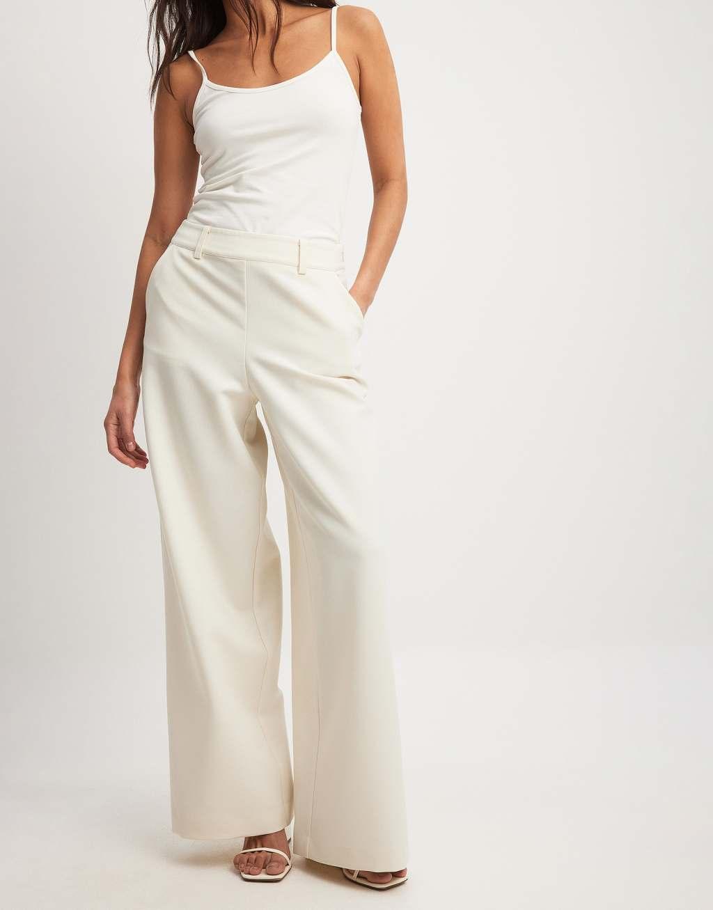 NA-KD x Laura Jade Stone linen blend loose fit high waist pants in beige - part of a set Product Image