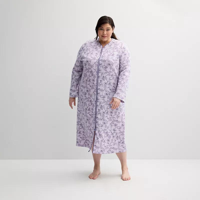 Plus Size Croft & Barrow Quilted Zip Long Robe, Womens Product Image