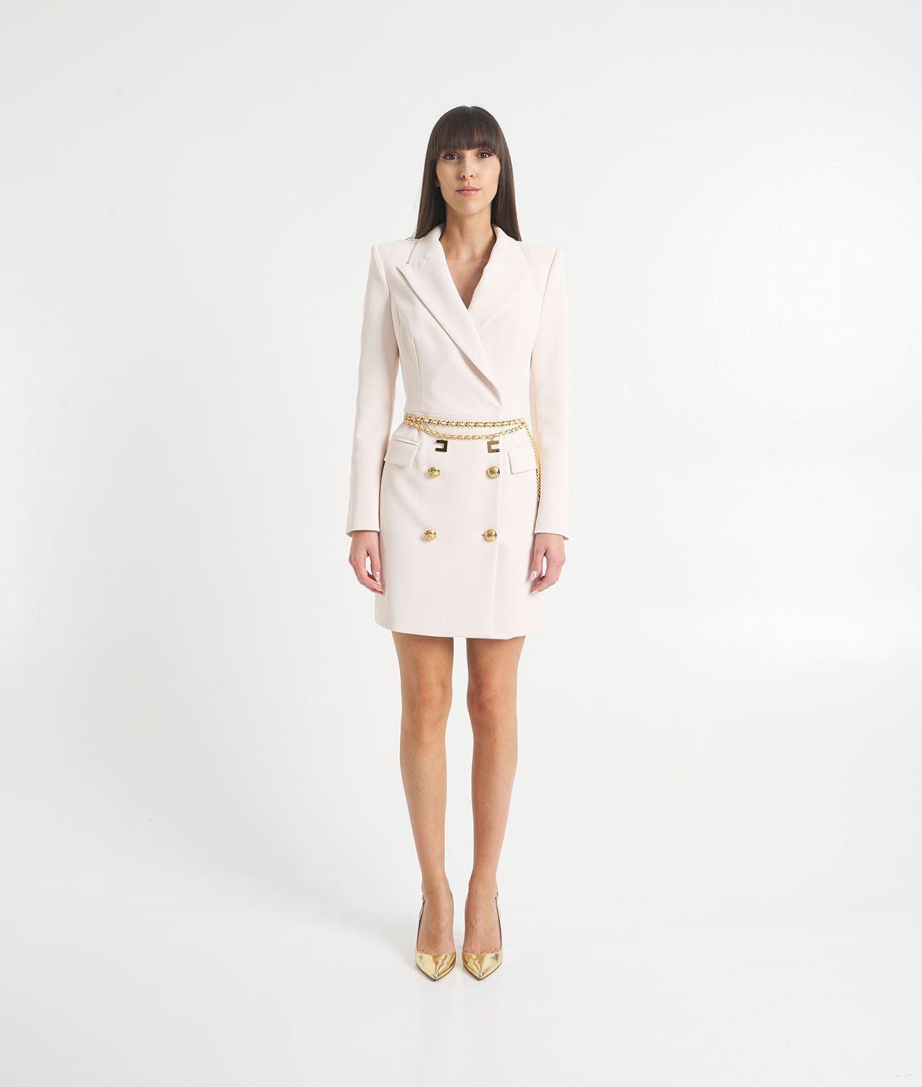 Abito blazer in crêpe stretch con cintura Female Product Image