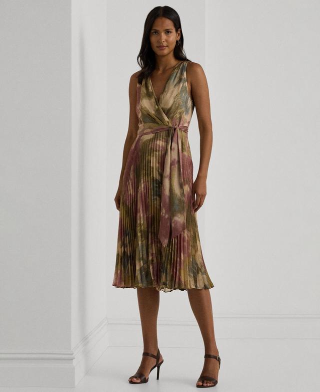 Lauren Ralph Lauren Womens Sleeveless Floral Metallic Dress Product Image