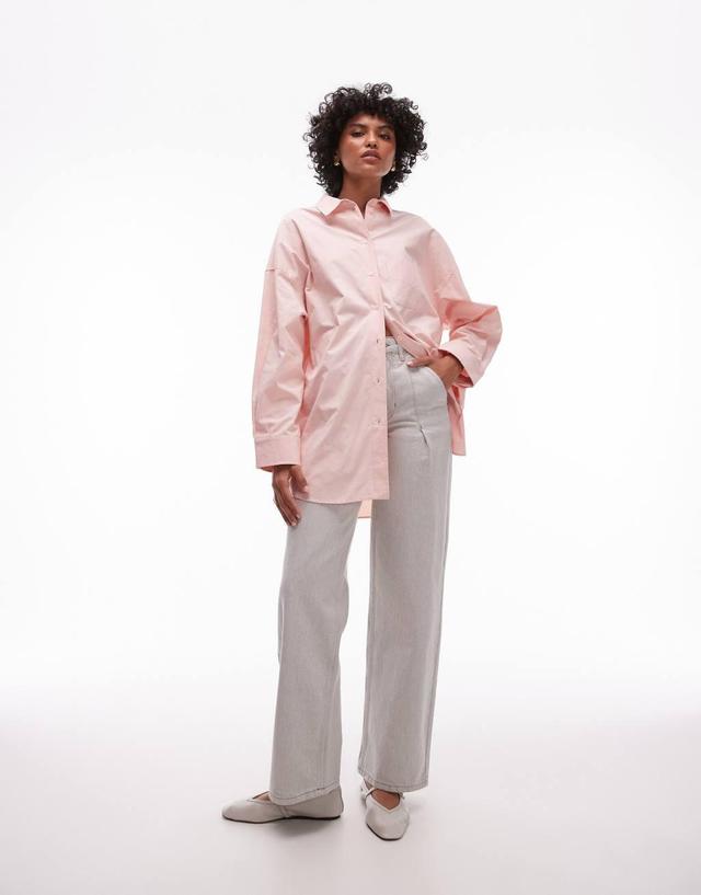 Topshop oversized shirt in dusky pink Product Image