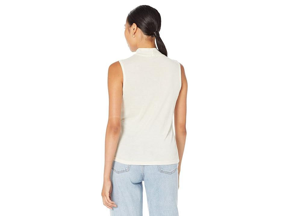 MONROW Sheer Mock Neck Tank (Off Women's Clothing Product Image