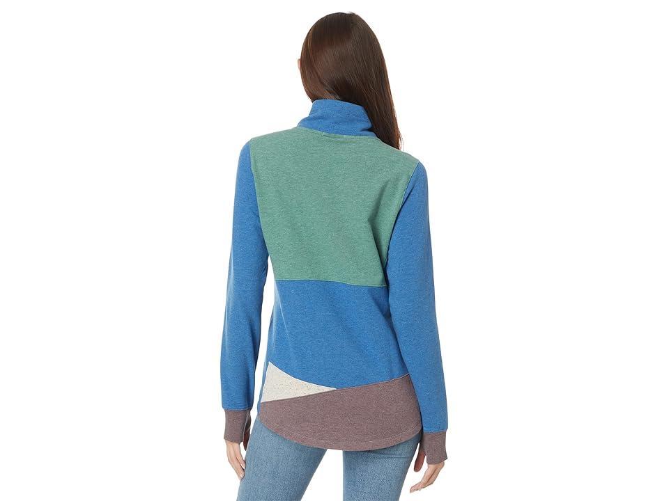 L.L.Bean Cozy Color-Block Sweatshirt (Marine Heather/Sea Green Heather) Women's Clothing Product Image