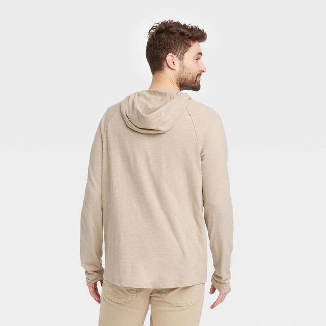 Mens Raglan Sleeve Crewneck Pullover Sweatshirt - Goodfellow & Co Light Beige XL Product Image