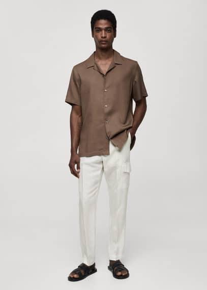 MANGO MAN - Linen-blend pants with pockets off whiteMen Product Image