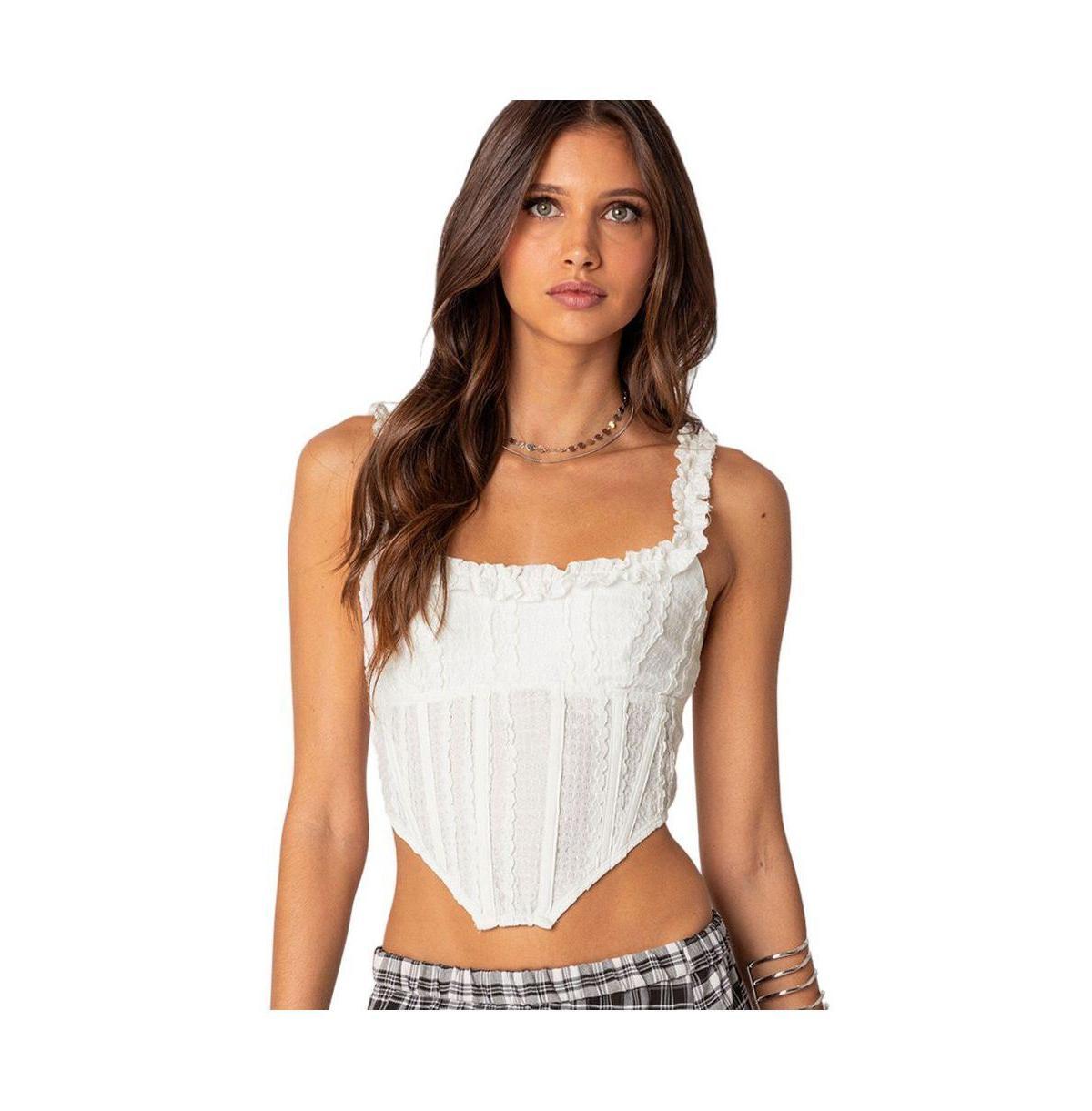 EDIKTED Ruffle Corset Crop Tank product image