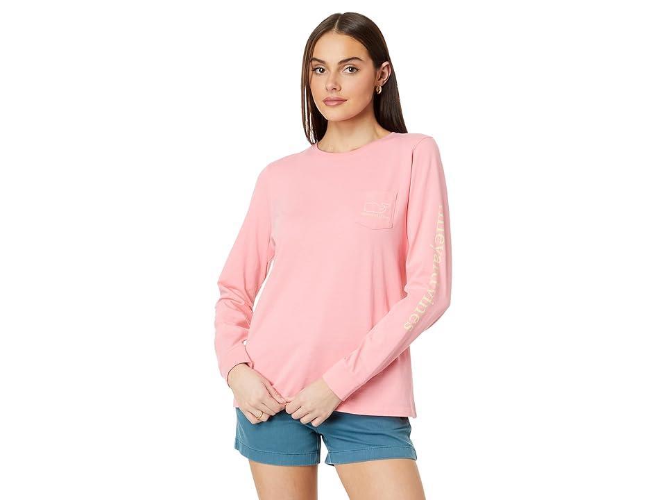 Vineyard Vines Vintage Whale Long Sleeve Pocket Tee (Cayman) Women's Clothing Product Image