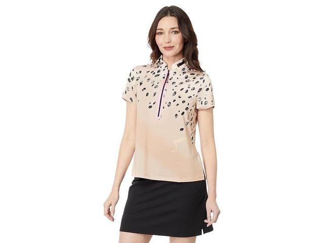 Jamie Sadock Cheetah Sleeveless Top (Creme-Brulee) Women's Clothing Product Image