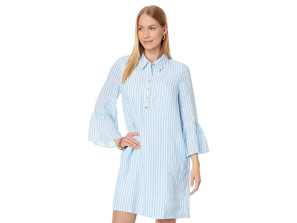 Lilly Pulitzer Jazmyn 3/4 Sleeve Linen Tunic Dress (Lunar Bimini Stripe) Women's Dress Product Image