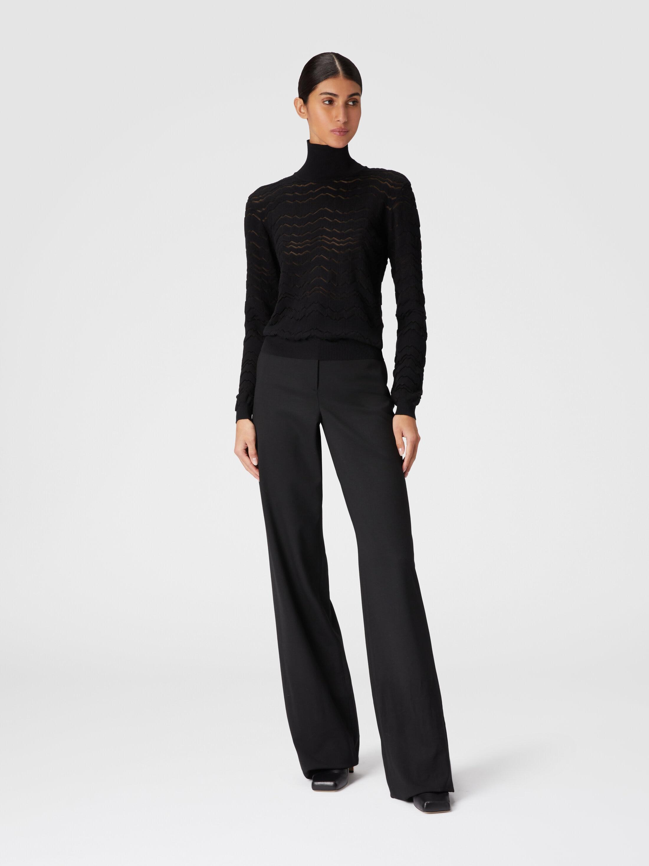 Viscose and wool turtleneck with tone-on-tone zigzag Product Image