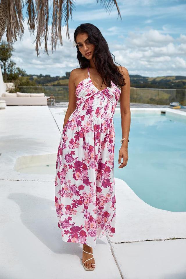 Cross My Heart Halter Maxi Dress Pink Product Image