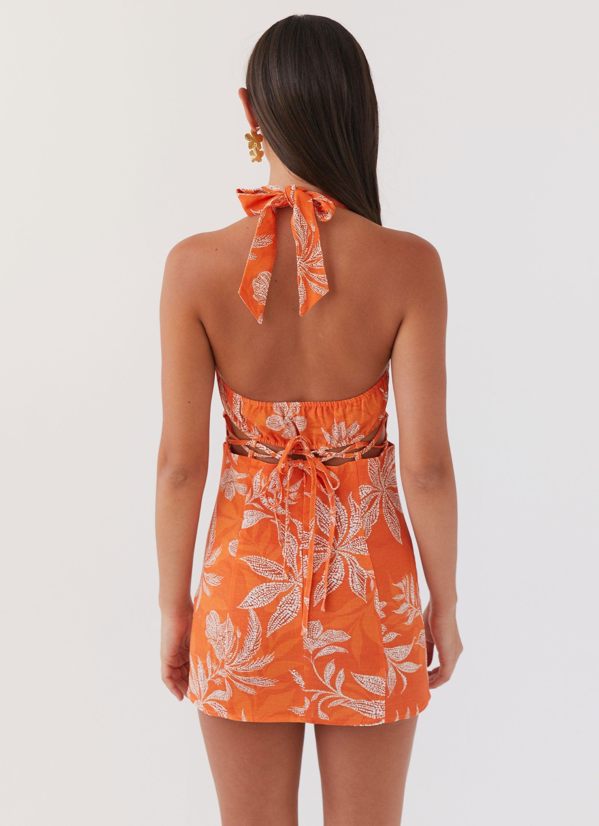 Lyra Linen Mini Dress - Tropic Sunset Product Image