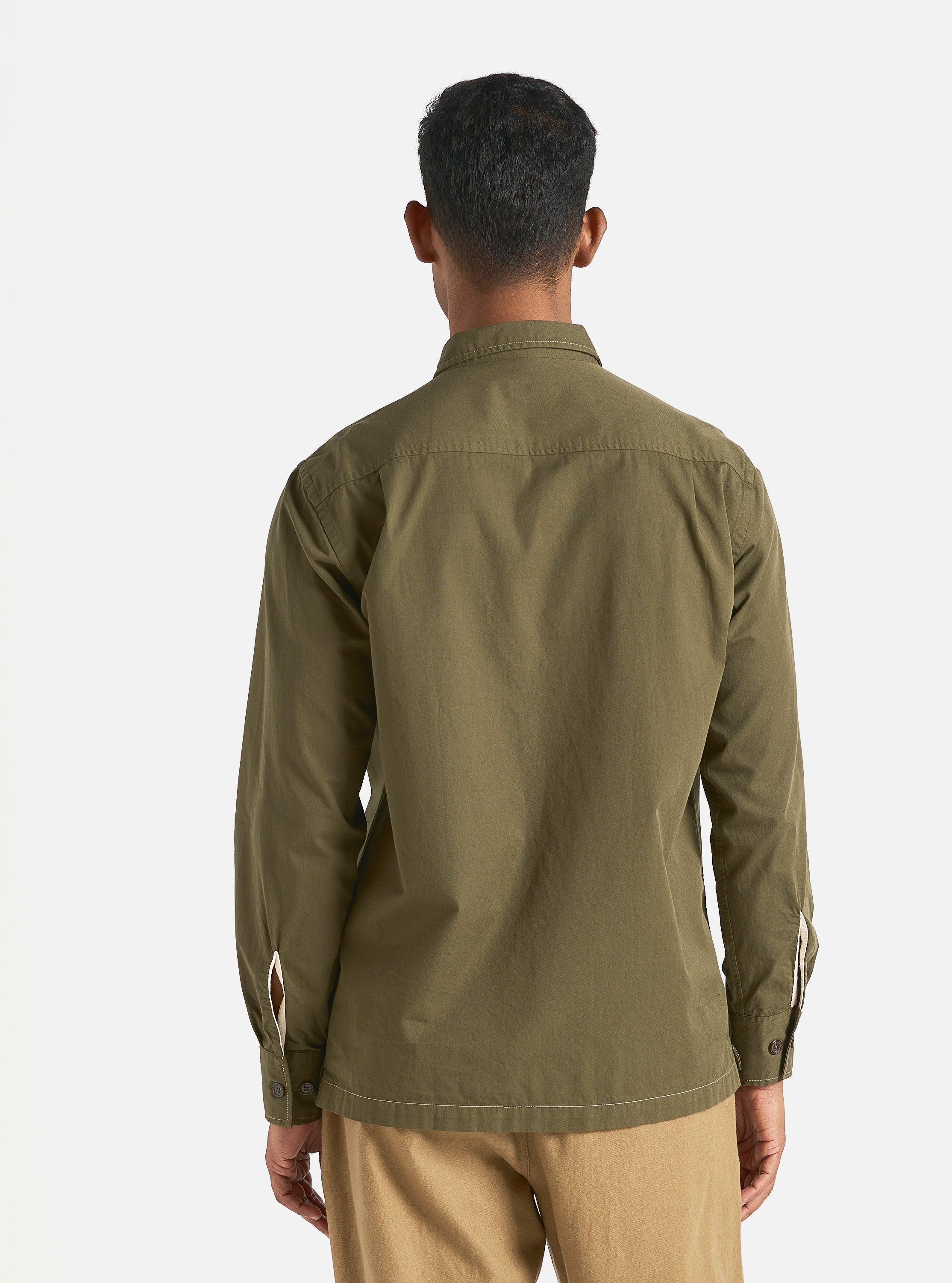 Universal Works L/S Utility Shirt in Olive Military Shirting Product Image