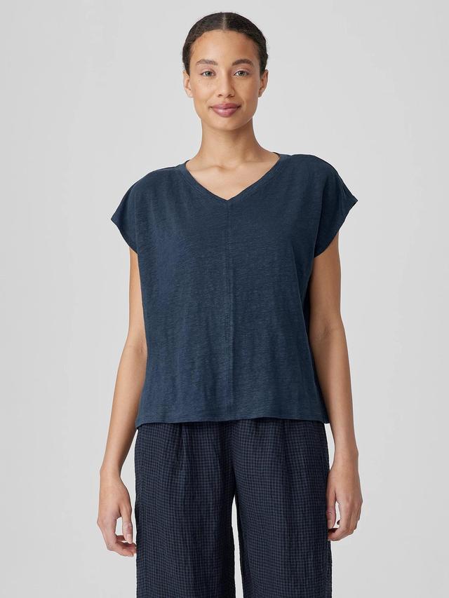 EILEEN FISHER Organic Linen Jersey V-Neck Teefemale Product Image