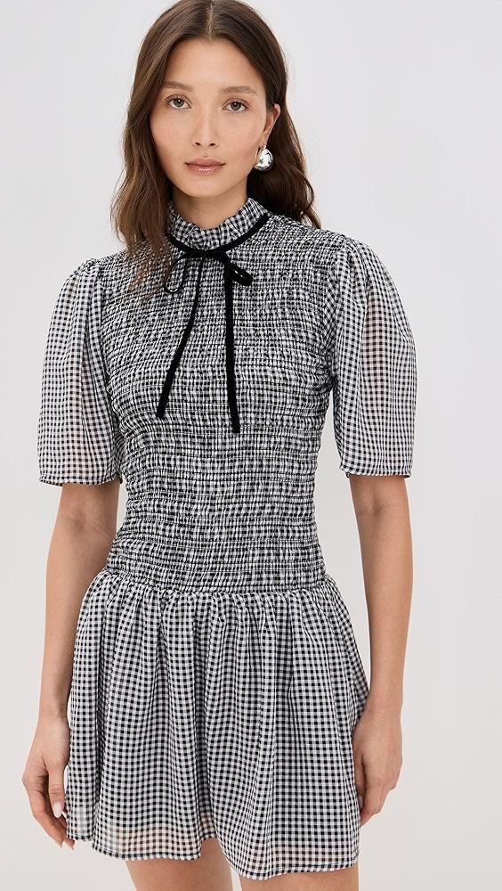 GANNI Sheer Fluid Check Mini Smock Dress | Shopbop Product Image