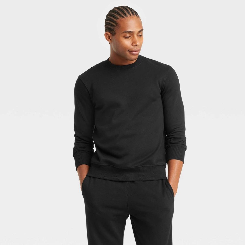 Mens Regular Fit Crewneck Pullover Sweatshirt - Goodfellow & Co Black Product Image