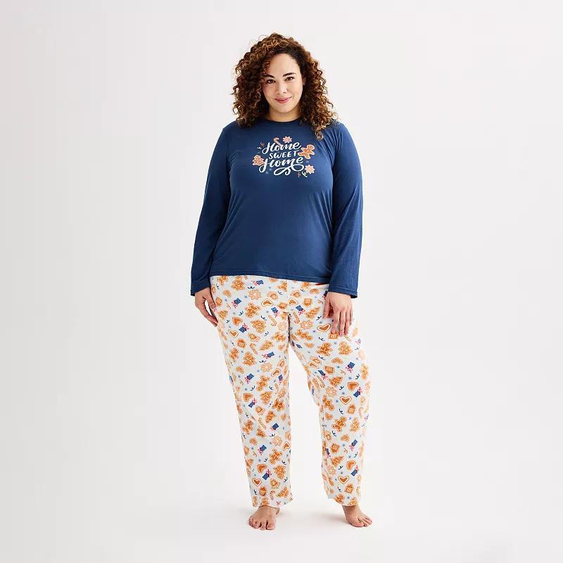 Plus Size Jammies For Your Families Cookie Top & Fleece Bottoms Pajama Set, Womens Product Image