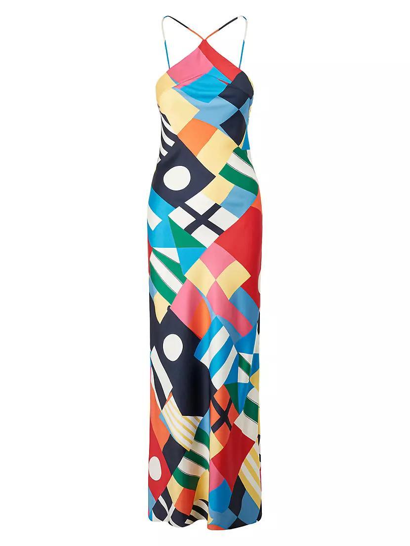 Cubism Sails Up Satin Halter Gown Product Image