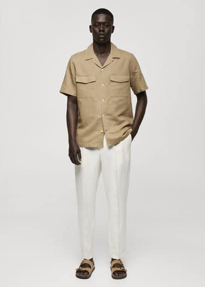 Mango Mens Regular-Fit Linen Cotton Shirt Product Image