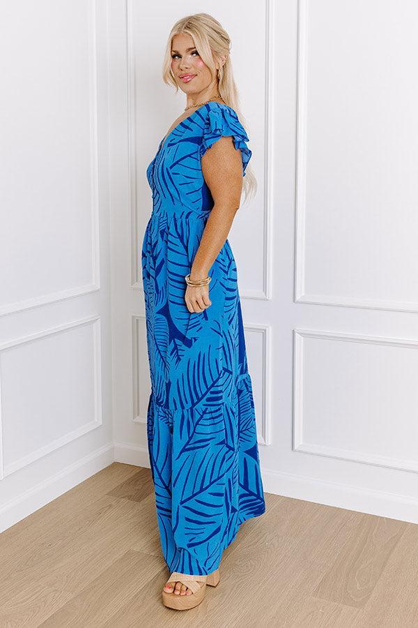 Front Porch Sippin' Maxi Dress in Blue Curves Product Image